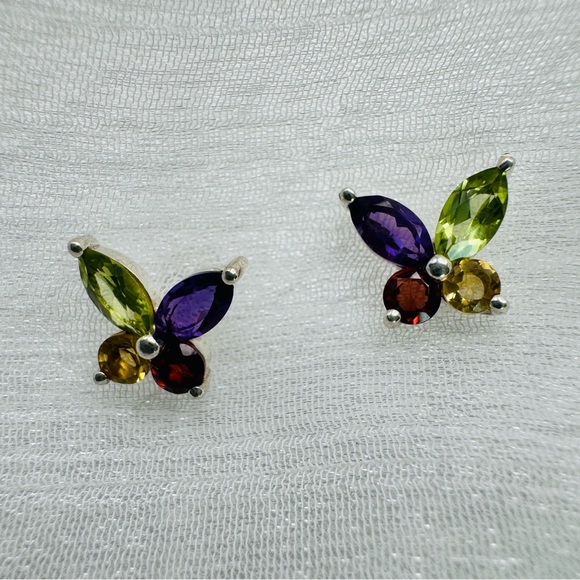 Venus and Vulcan Jewelry - S925 Mixed Gemstone Butterfly Earrings